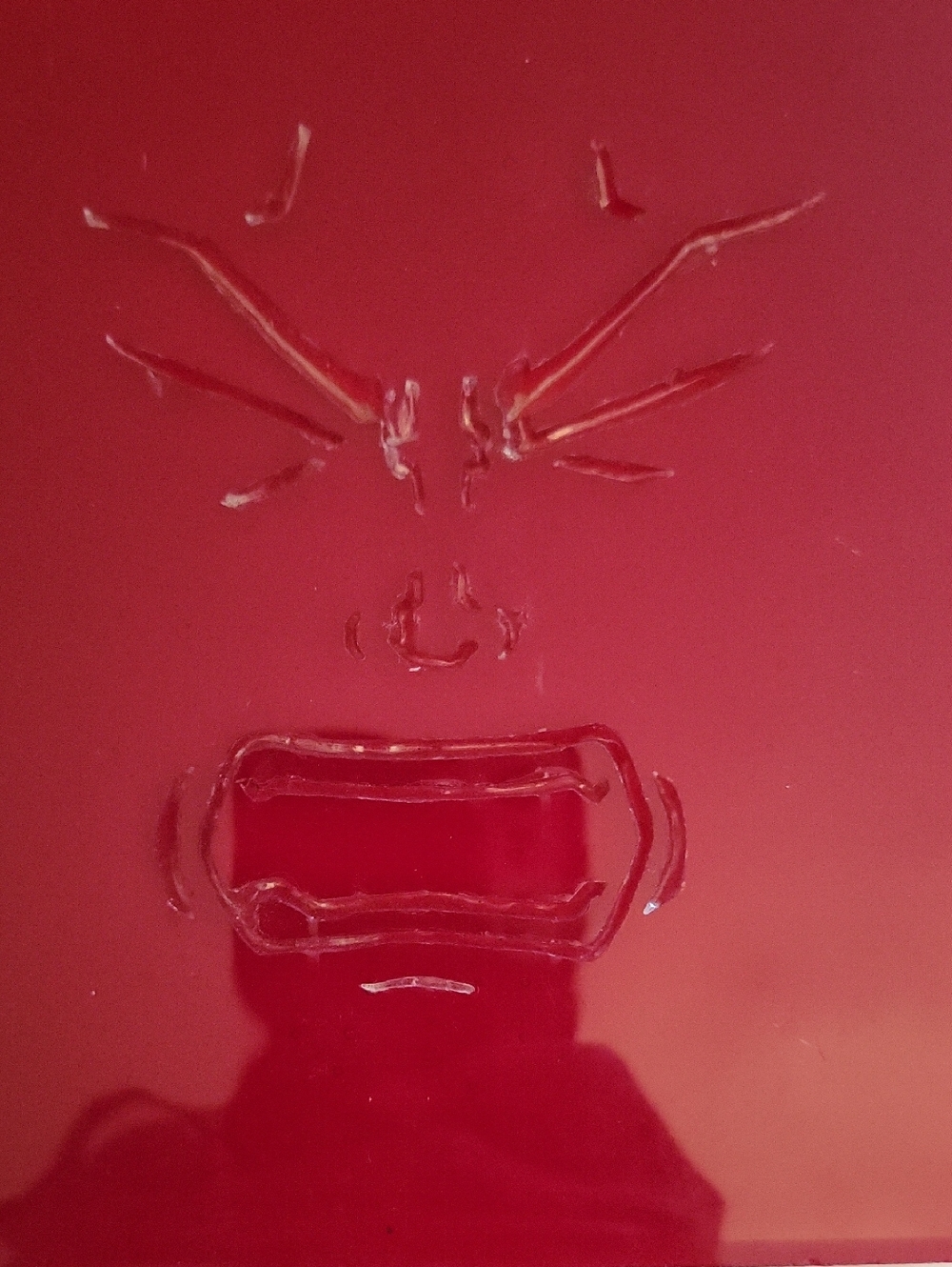 Red Glass Angry Face Decorative Tile